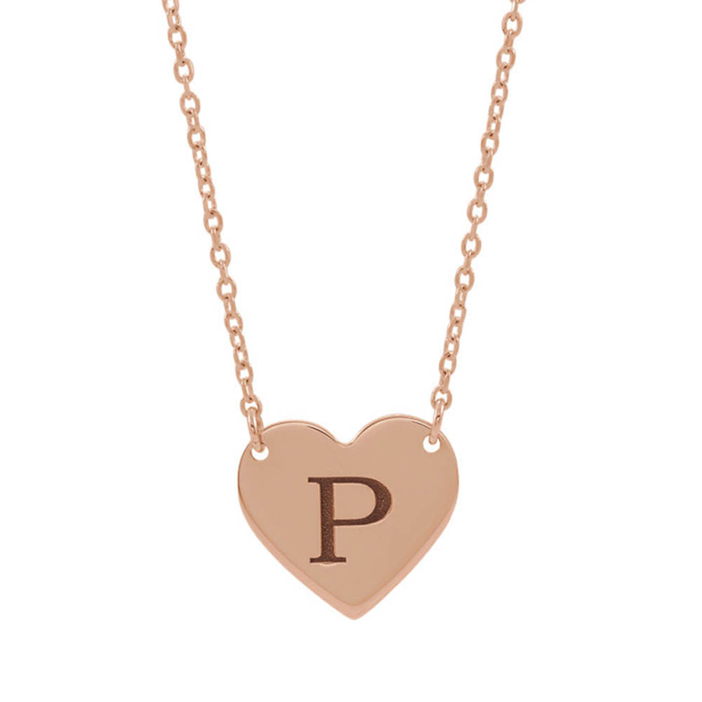 Alternate view of the 14k Rose Gold Engravable 11 x 12mm Heart Necklace, 16-18 Inch by The Black Bow Jewelry Co.