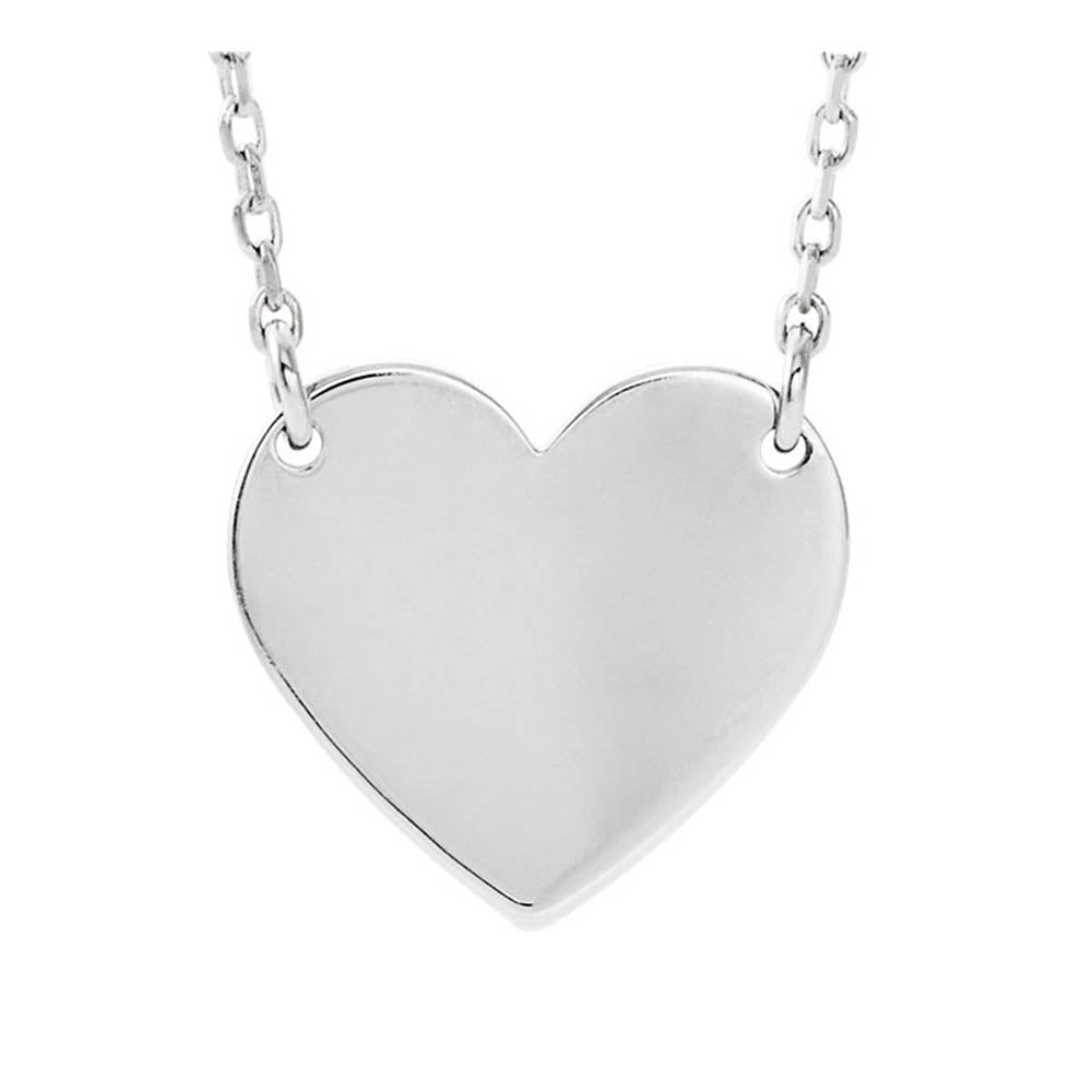 Alternate view of the 14k Yellow, White or Rose Gold Engravable 11 x 12mm Heart Necklace by The Black Bow Jewelry Co.