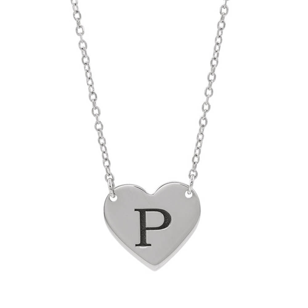 Alternate view of the 14k White Gold Engravable 11 x 12mm Heart Necklace, 16-18 Inch by The Black Bow Jewelry Co.