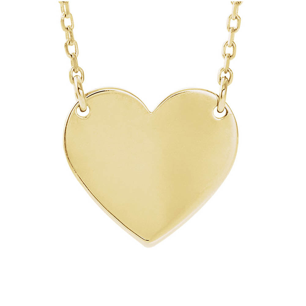 Alternate view of the 14k Yellow, White or Rose Gold Engravable 11 x 12mm Heart Necklace by The Black Bow Jewelry Co.