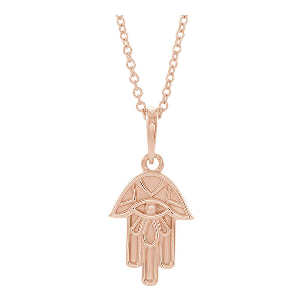 14k White, Yellow or Rose Gold Small Hamsa Necklace, 16-18 Inch, Item N14120 by The Black Bow Jewelry Co.