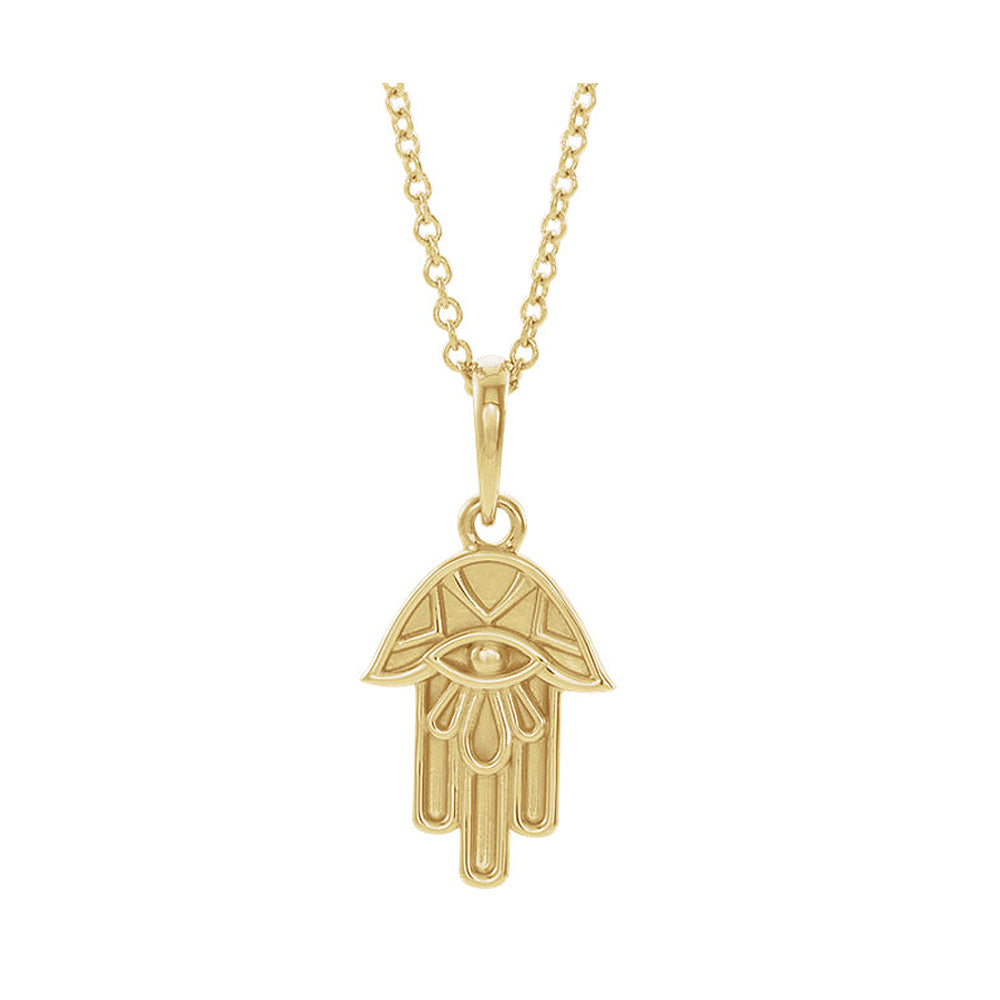 Alternate view of the 14k White, Yellow or Rose Gold Small Hamsa Necklace, 16-18 Inch by The Black Bow Jewelry Co.