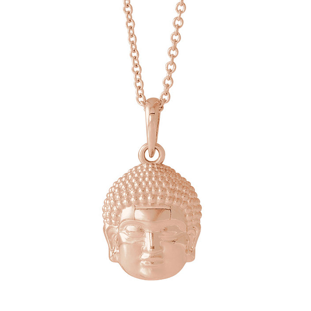 14k White, Yellow or Rose Gold Small 2D Buddha Necklace, 16-18 Inch, Item N14122 by The Black Bow Jewelry Co.