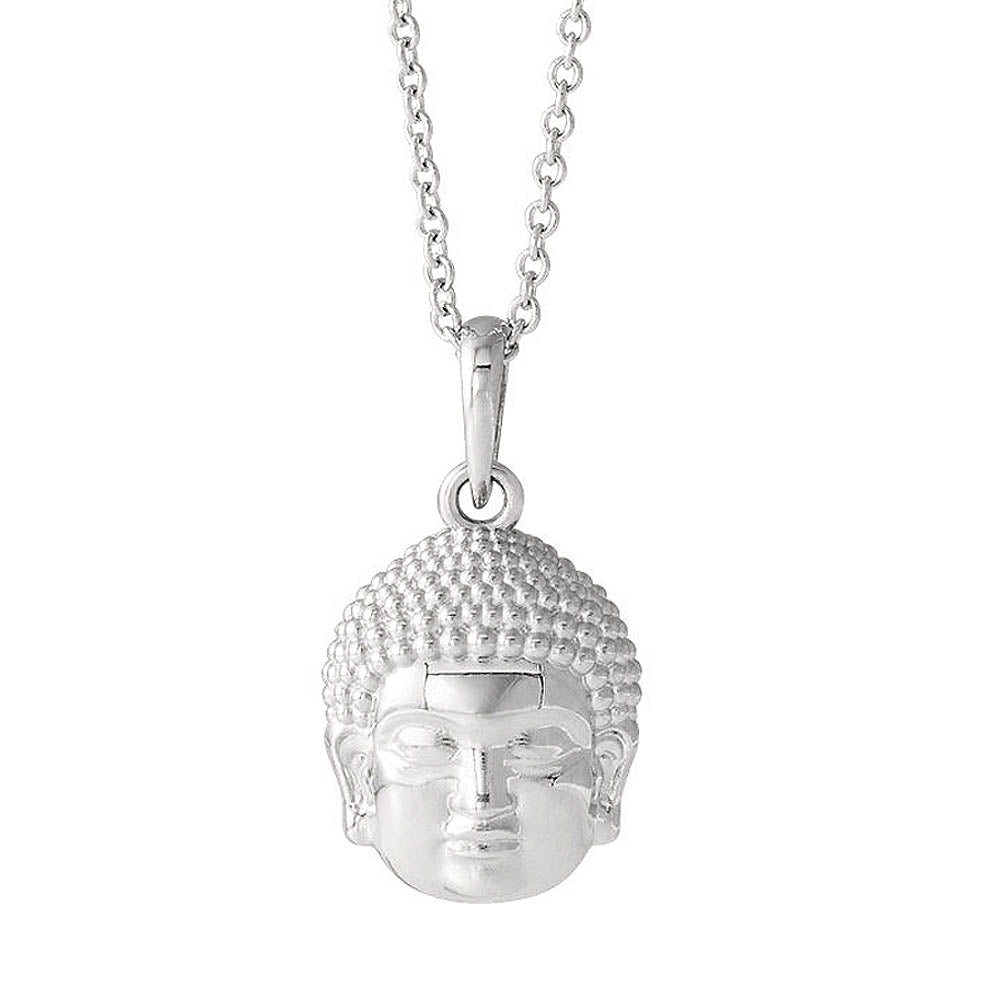 Alternate view of the 14k White, Yellow or Rose Gold Small 2D Buddha Necklace, 16-18 Inch by The Black Bow Jewelry Co.