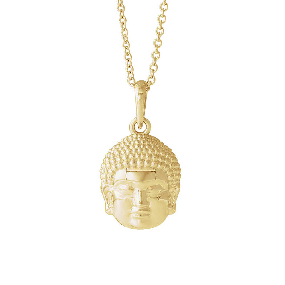 Alternate view of the 14k White, Yellow or Rose Gold Small 2D Buddha Necklace, 16-18 Inch by The Black Bow Jewelry Co.