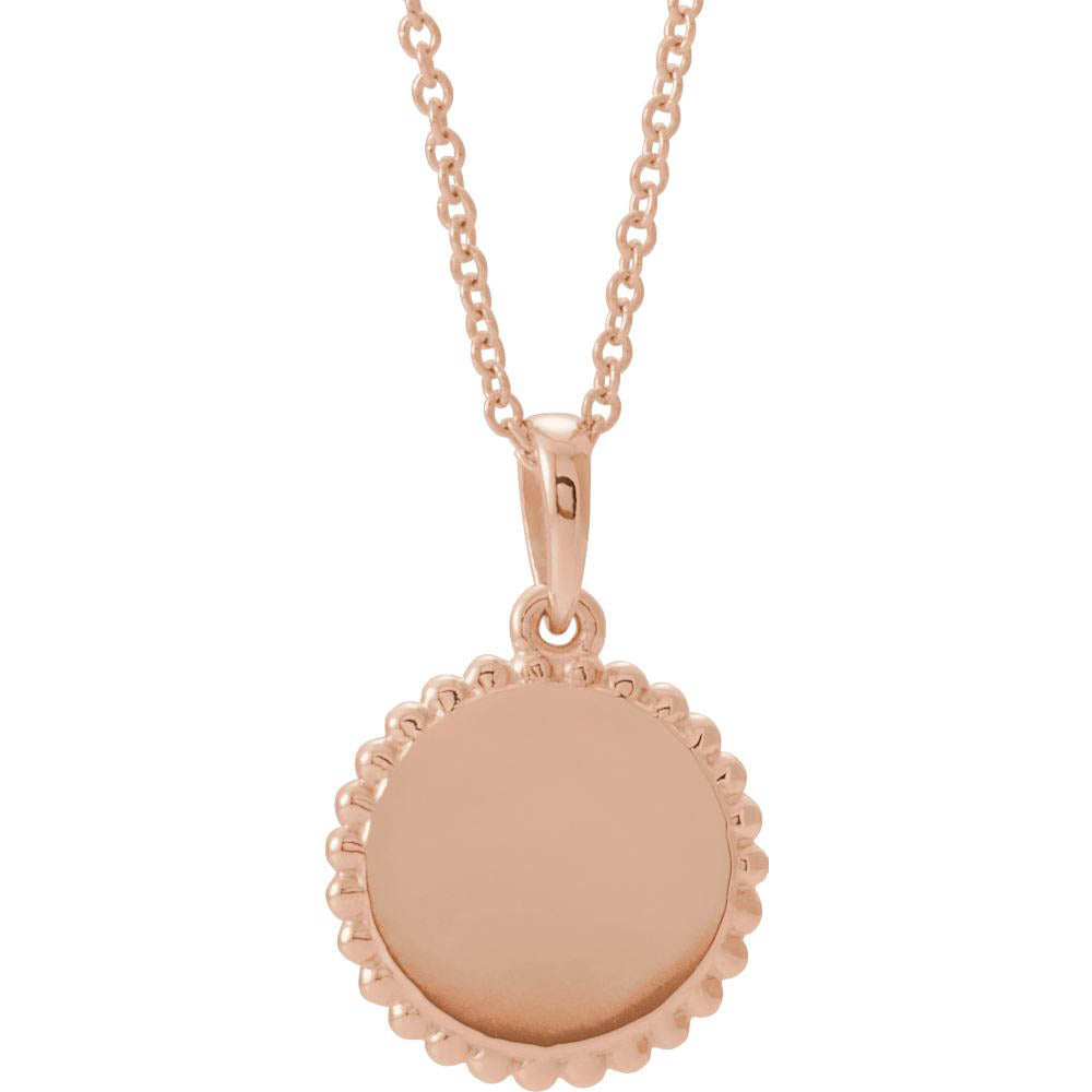 Alternate view of the 14k Rose Gold Eye of Horus 12mm Disc Necklace, 16-18 Inch by The Black Bow Jewelry Co.