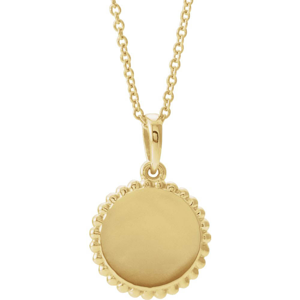 Alternate view of the 14k Yellow Gold Eye of Horus 12mm Disc Necklace, 16-18 Inch by The Black Bow Jewelry Co.