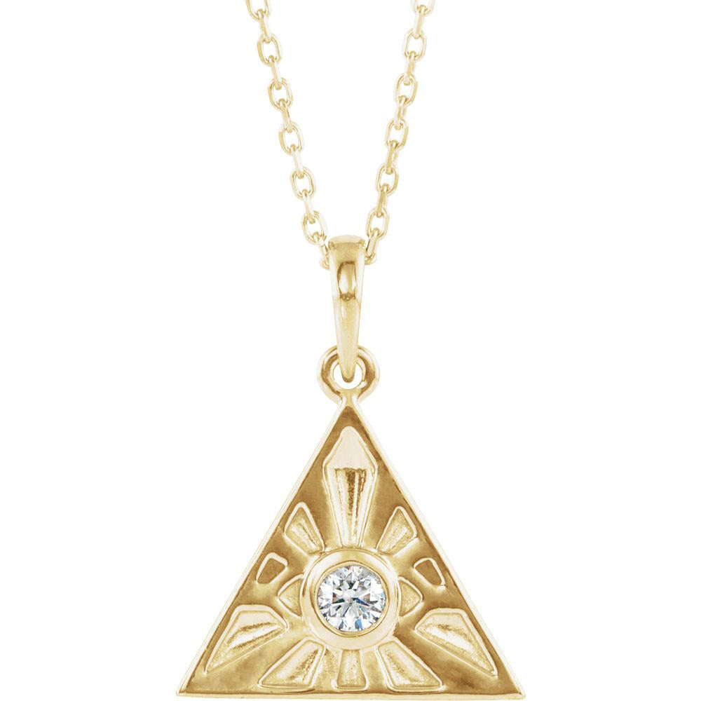 Alternate view of the 14K Gold & 1/10 CT Diamond Eye of Providence Necklace, 16-18 Inch by The Black Bow Jewelry Co.