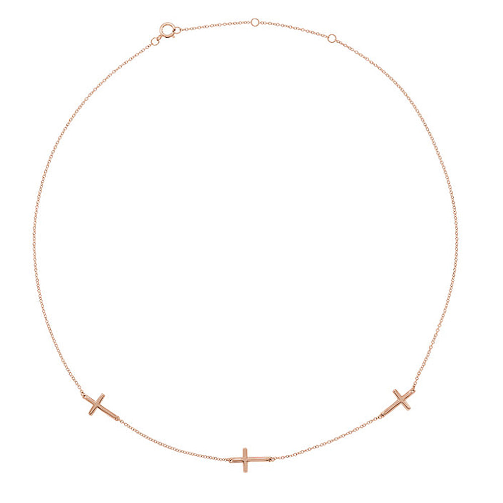 Accented Sideways Cross Necklace R42355:60028:P 14KR Berwyn | James &  Williams Jewelers | Berwyn, IL