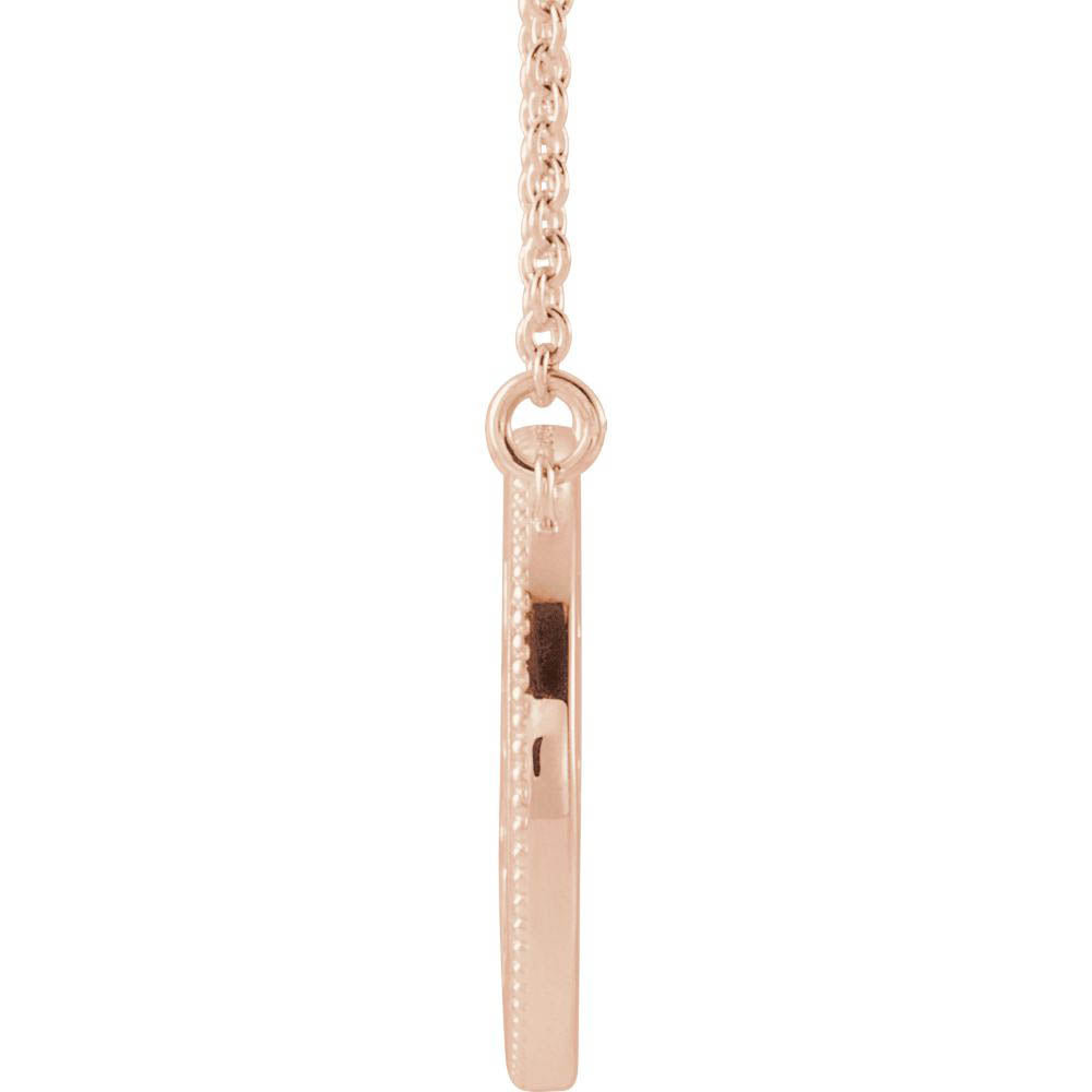 Alternate view of the 14k Rose Gold 15mm Milgrain Sun Adjustable Necklace, 16-18 Inch by The Black Bow Jewelry Co.