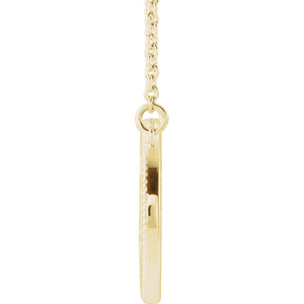 Alternate view of the 14k Yellow Gold 15mm Milgrain Sun Adjustable Necklace, 16-18 Inch by The Black Bow Jewelry Co.