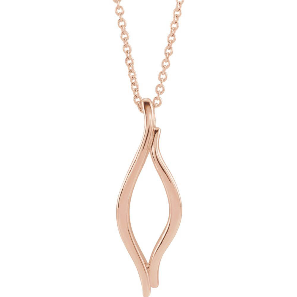 14k Yellow, White or Rose Gold Freeform Marquise Necklace, 16-18 Inch, Item N14137 by The Black Bow Jewelry Co.