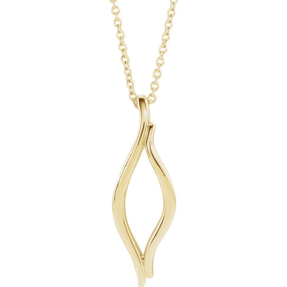 Alternate view of the 14k Yellow, White or Rose Gold Freeform Marquise Necklace, 16-18 Inch by The Black Bow Jewelry Co.