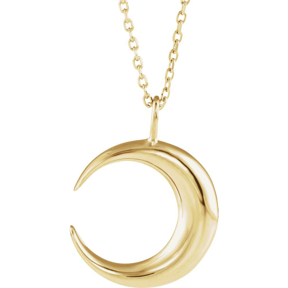 Alternate view of the 14k Yellow, White or Rose Gold Crescent Moon Necklace, 16-18 Inch by The Black Bow Jewelry Co.