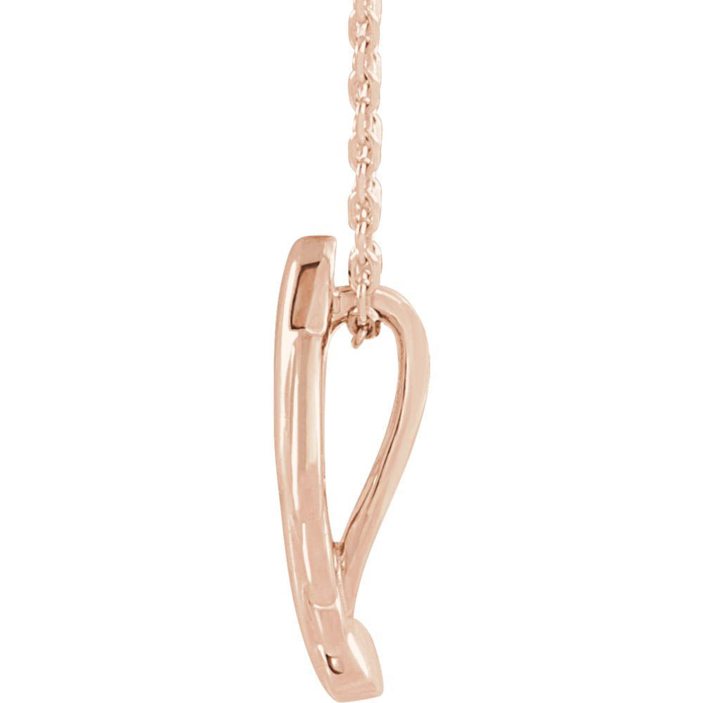 Alternate view of the 14k Rose Gold Small Vertical Leaf Necklace, 16-18 Inch by The Black Bow Jewelry Co.