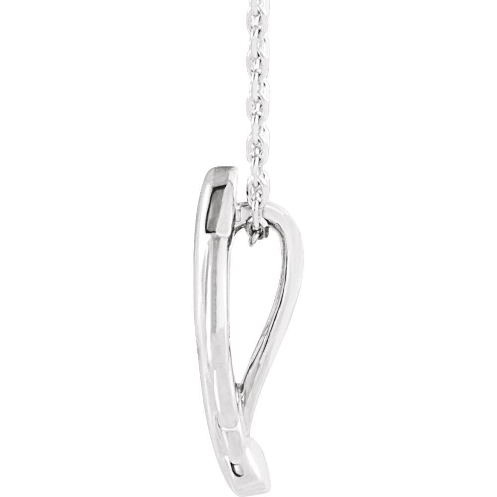 Alternate view of the 14k White Gold Small Vertical Leaf Necklace, 16-18 Inch by The Black Bow Jewelry Co.