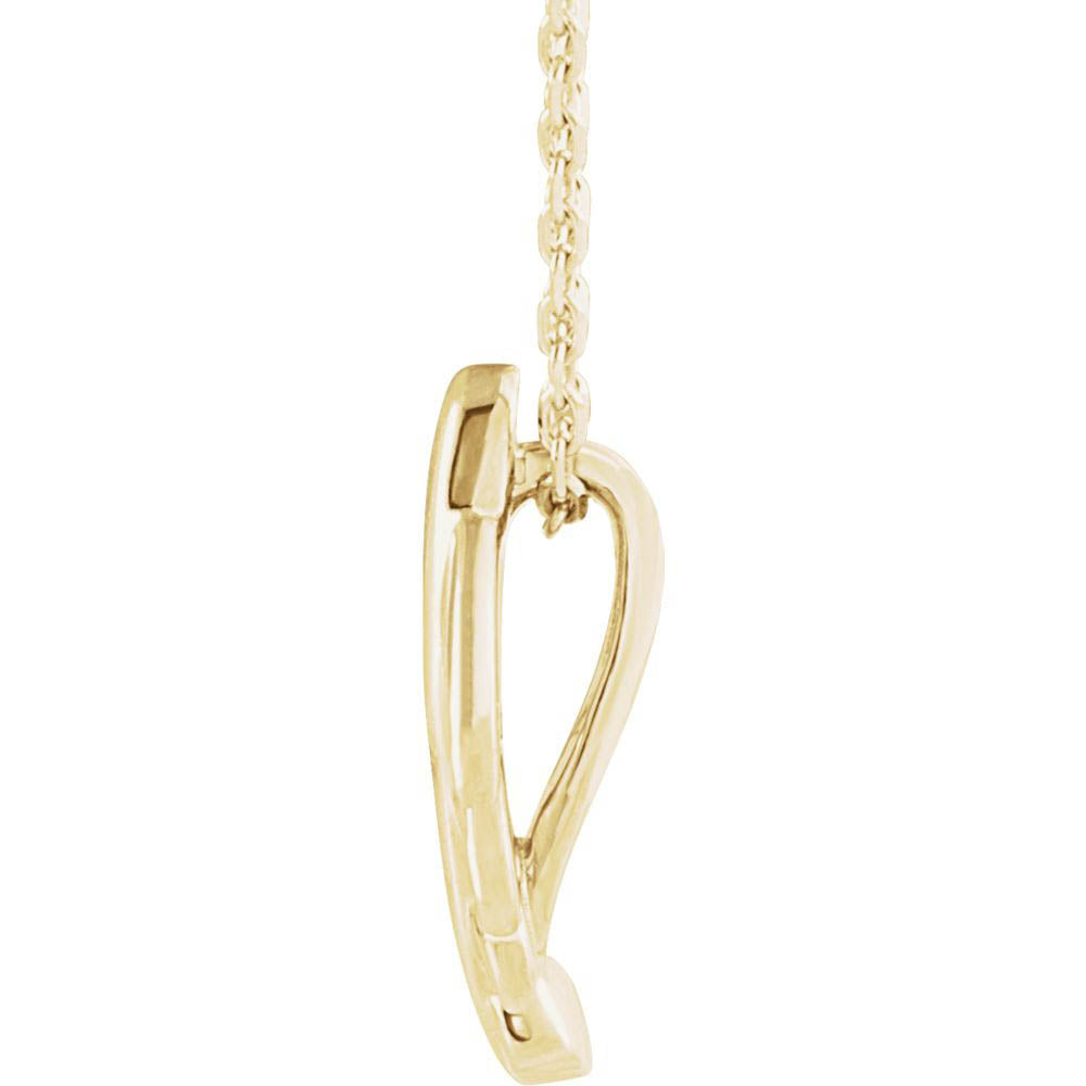 Alternate view of the 14k Yellow Gold Small Vertical Leaf Necklace, 16-18 Inch by The Black Bow Jewelry Co.