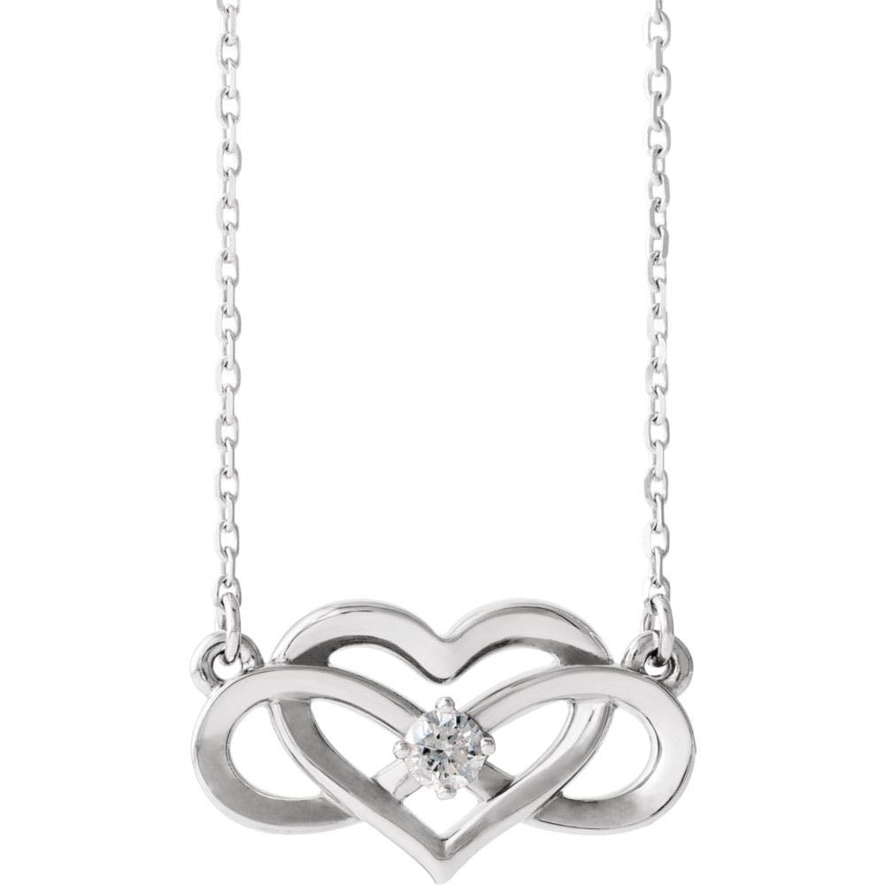 Alternate view of the 14k Yellow, White or Rose Gold Diamond Infinity Heart Necklace 16-18in by The Black Bow Jewelry Co.