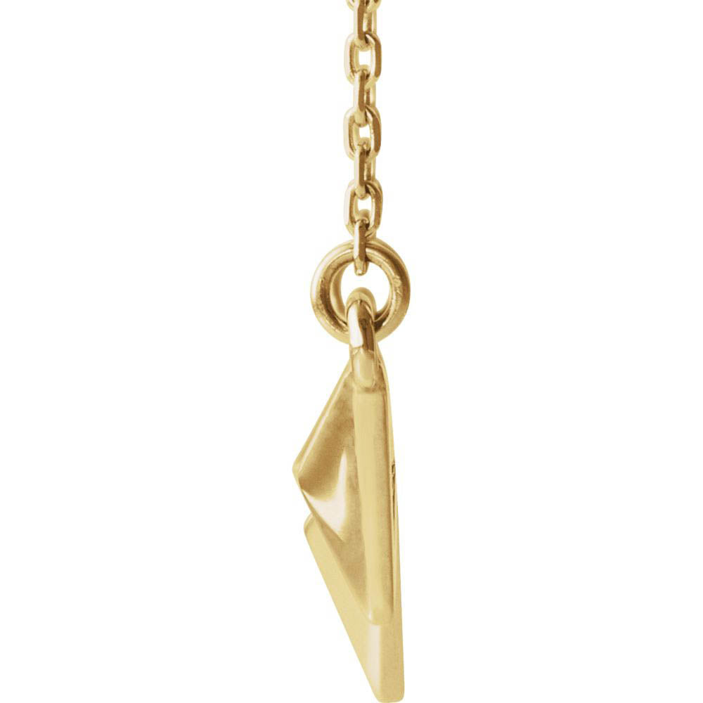 Alternate view of the 14k Yellow Gold Small Pyramid Bar Necklace, 16-18 Inch by The Black Bow Jewelry Co.