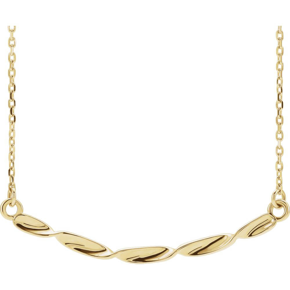 Alternate view of the 14k Yellow, White or Rose Gold 36x2mm Twisted Bar Necklace, 16-18 Inch by The Black Bow Jewelry Co.