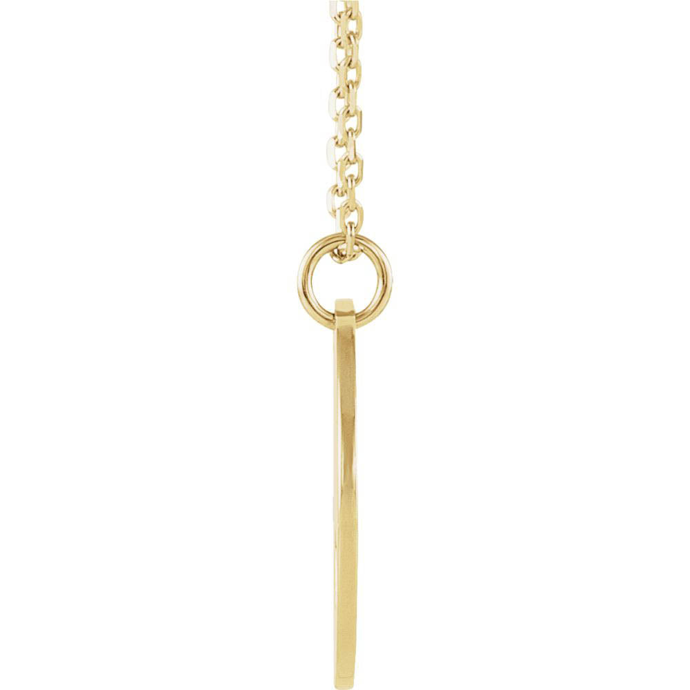 Alternate view of the 14k Yellow Gold 15mm Pierced Heart Disc Necklace, 16-18 Inch by The Black Bow Jewelry Co.