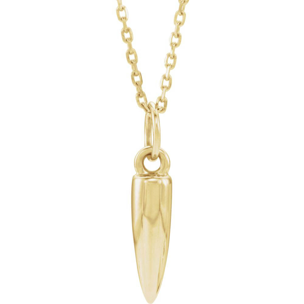 Alternate view of the 14k Yellow, White or Rose Gold 3D Small Bullet Necklace, 16-18 Inch by The Black Bow Jewelry Co.