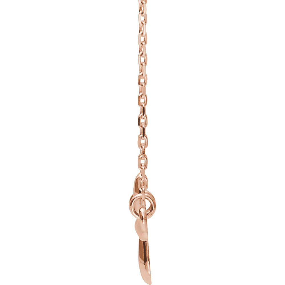 Alternate view of the 14k Rose Gold Sideways Rounded Cross Necklace, 16-18 Inch by The Black Bow Jewelry Co.