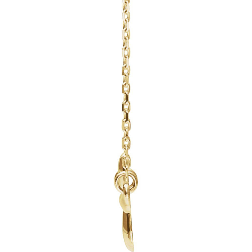 Alternate view of the 14k Yellow Gold Sideways Rounded Cross Necklace, 16-18 Inch by The Black Bow Jewelry Co.
