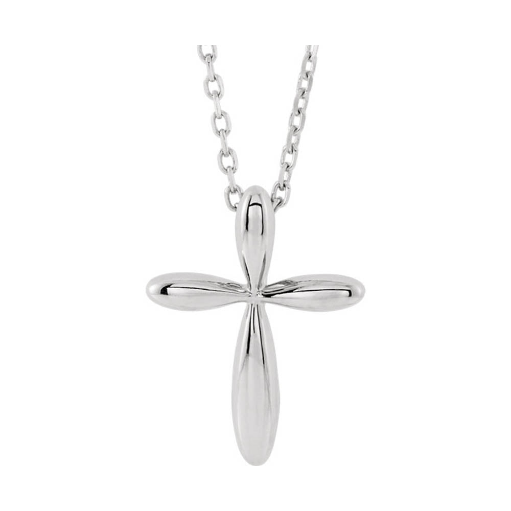 Alternate view of the 14k Yellow, White or Rose Gold Rounded Cross Necklace, 16-18 Inch by The Black Bow Jewelry Co.