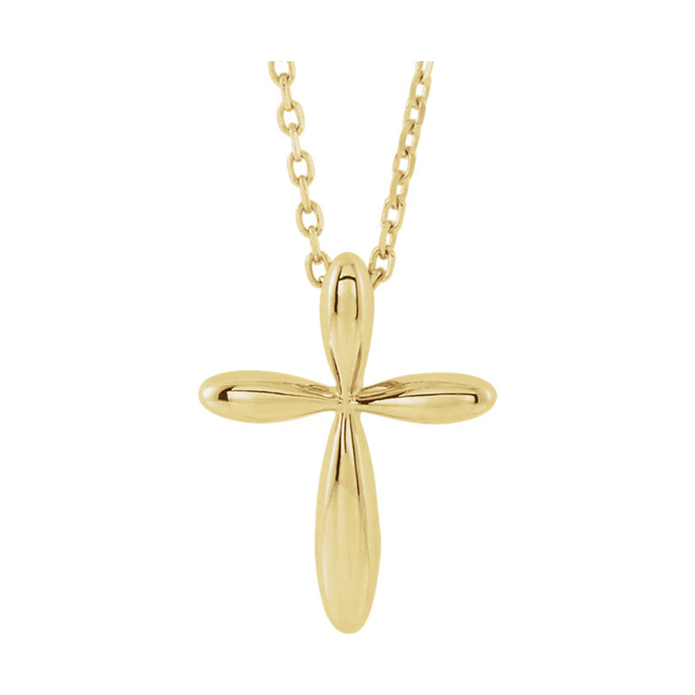 Alternate view of the 14k Yellow, White or Rose Gold Rounded Cross Necklace, 16-18 Inch by The Black Bow Jewelry Co.