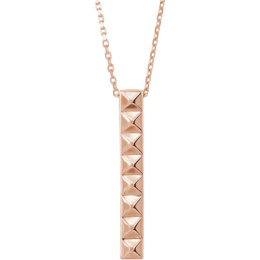 Alternate view of the 14k White, Yellow or Rose Gold Vertical Pyramid Bar Necklace, 16-18 In by The Black Bow Jewelry Co.