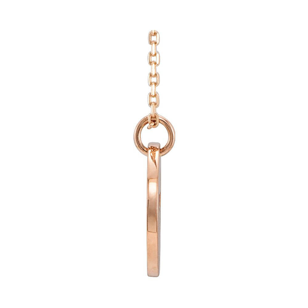 Alternate view of the 14k Rose Gold 12mm Pierced Cross Disc Necklace, 16-18 Inch by The Black Bow Jewelry Co.