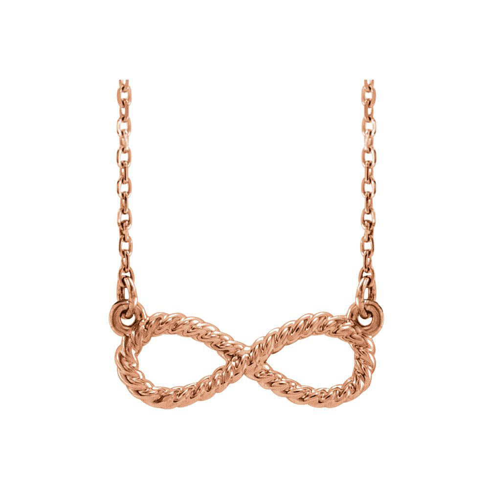 14k Yellow, White or Rose Gold Small Rope Infinity Necklace 16-18 Inch, Item N14163 by The Black Bow Jewelry Co.