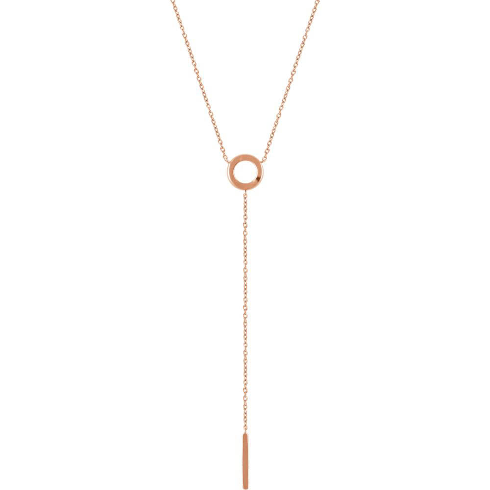 14k Yellow, White or Rose Gold Circle & Bar Y-Drop Necklace, 16-18 In., Item N14165 by The Black Bow Jewelry Co.