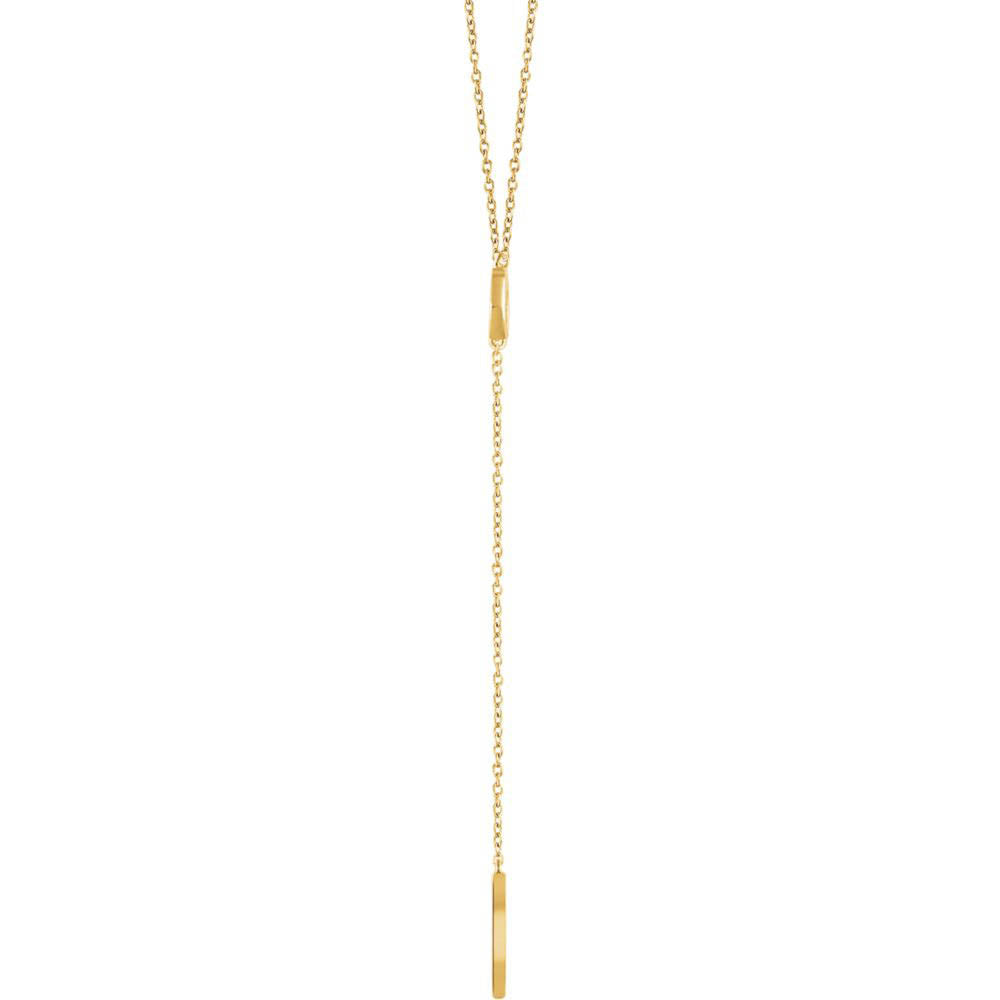 Alternate view of the 14k Yellow Gold Circle and Bar Y-Drop Necklace, 16-18 Inch by The Black Bow Jewelry Co.