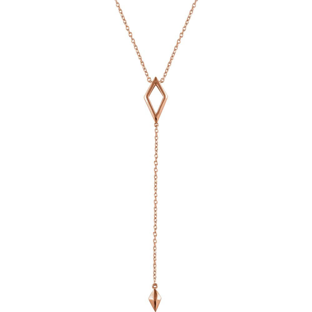 14k Yellow, White or Rose Gold Rhombus Y-Drop Necklace, 16-18 Inch, Item N14166 by The Black Bow Jewelry Co.