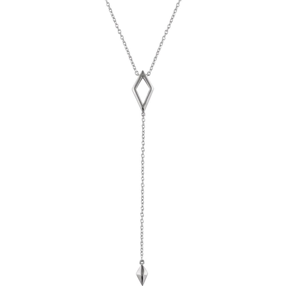 Alternate view of the 14k Yellow, White or Rose Gold Rhombus Y-Drop Necklace, 16-18 Inch by The Black Bow Jewelry Co.