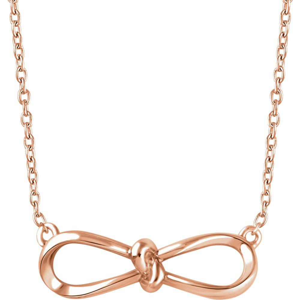 14k Yellow, White or Rose Gold Infinity Bow Necklace, 16-18 Inch, Item N14169 by The Black Bow Jewelry Co.