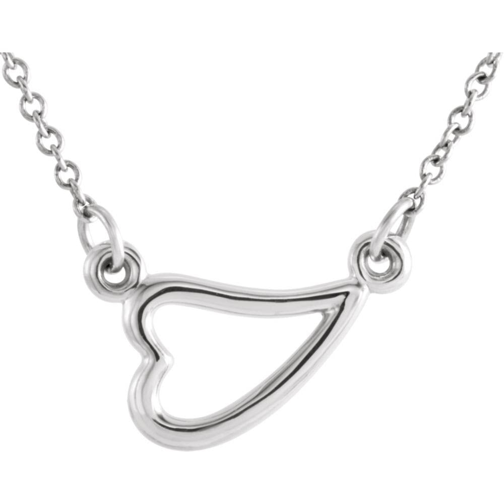 Alternate view of the 14k Yellow, White or Rose Gold Small Sideways Heart Necklace, 16-18 In by The Black Bow Jewelry Co.