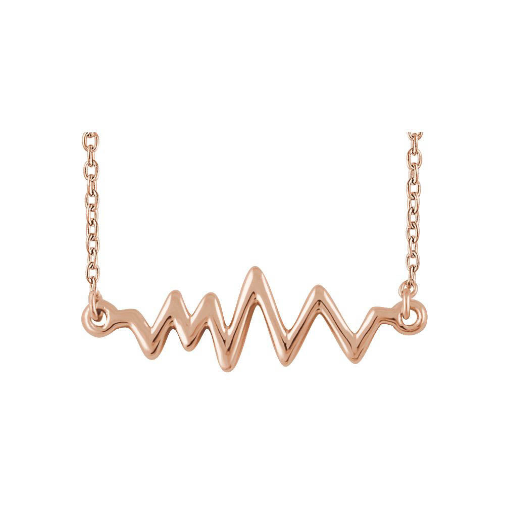 14k Yellow, White or Rose Gold Heartbeat Bar Necklace, 16-18 Inch, Item N14172 by The Black Bow Jewelry Co.