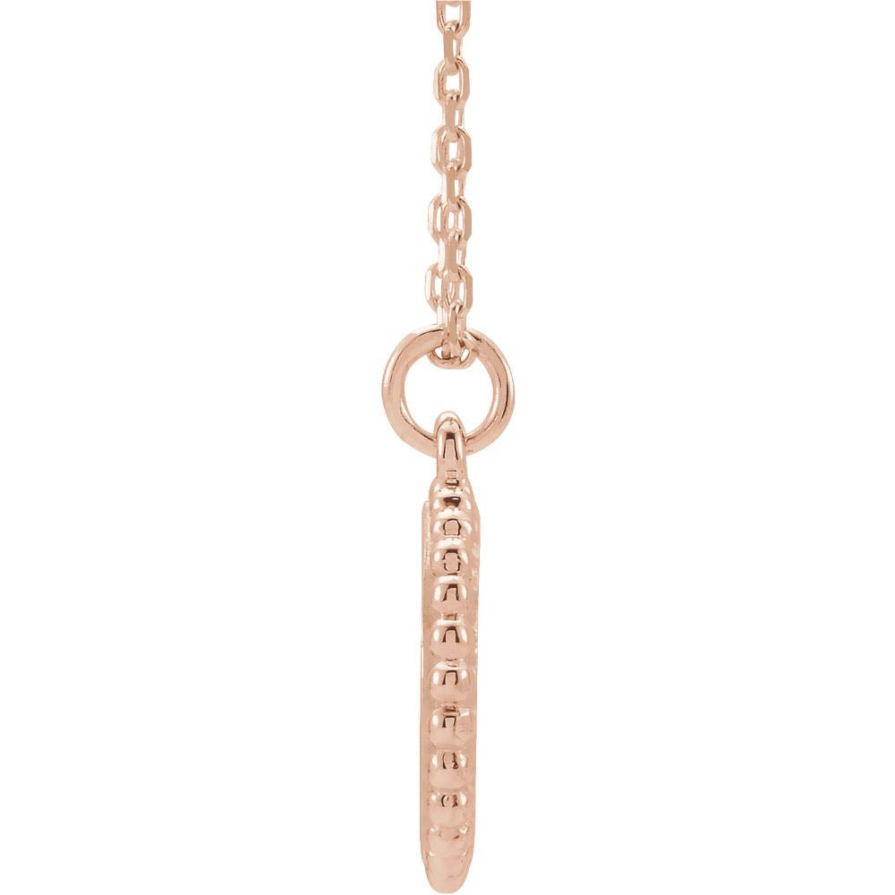 Alternate view of the 14k Rose Gold 12mm Beaded Edge Disc Necklace, 16-18 Inch by The Black Bow Jewelry Co.