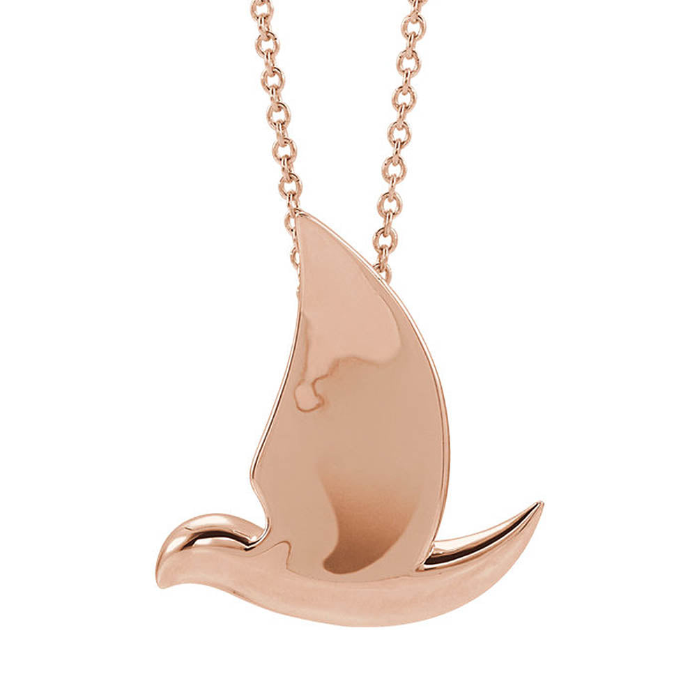 14k Yellow, White or Rose Gold Polished Dove Necklace, 16-18 Inch, Item N14176 by The Black Bow Jewelry Co.
