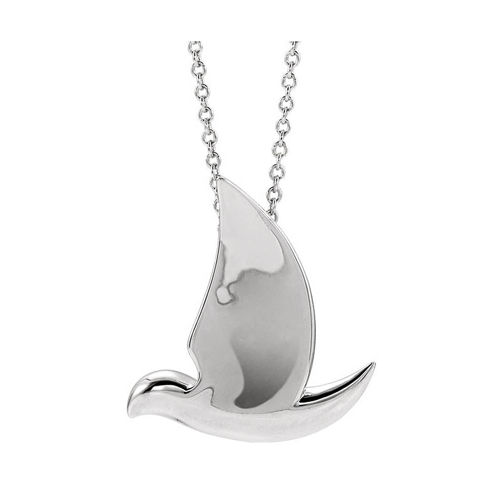 Alternate view of the 14k Yellow, White or Rose Gold Polished Dove Necklace, 16-18 Inch by The Black Bow Jewelry Co.