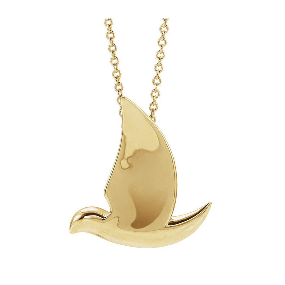 Alternate view of the 14k Yellow, White or Rose Gold Polished Dove Necklace, 16-18 Inch by The Black Bow Jewelry Co.