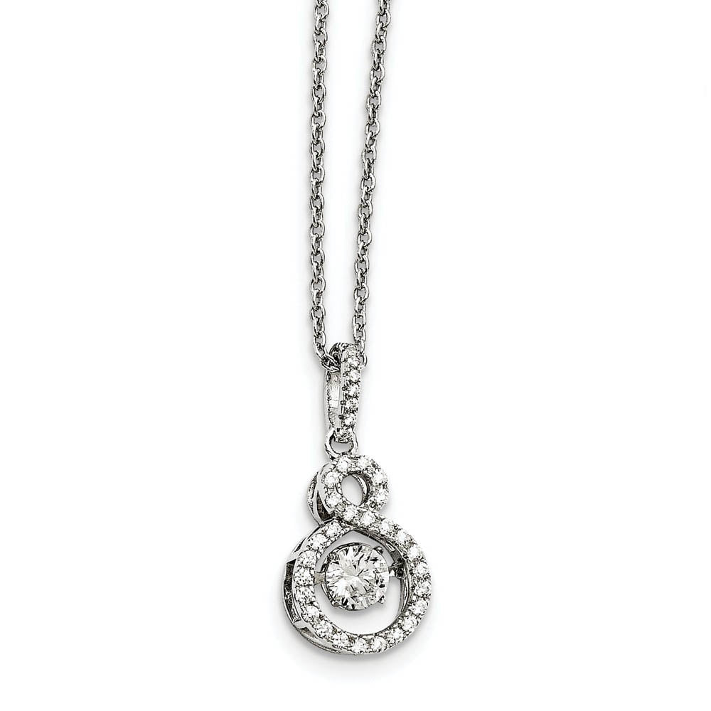 Rhodium Plated Sterling Silver & CZ Infinity Necklace, 18-20 Inch, Item N14191 by The Black Bow Jewelry Co.