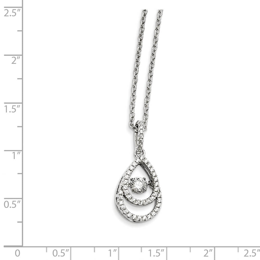Alternate view of the Rhodium Plated Sterling Silver & CZ Double Teardrop Necklace, 18-20 In by The Black Bow Jewelry Co.