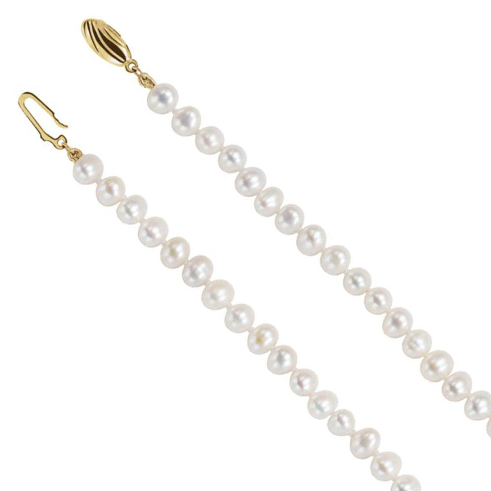 5.0-5.5mm, White FW Cultured Pearl & 14k Yellow Gold Necklace, 16 Inch, Item N14209 by The Black Bow Jewelry Co.