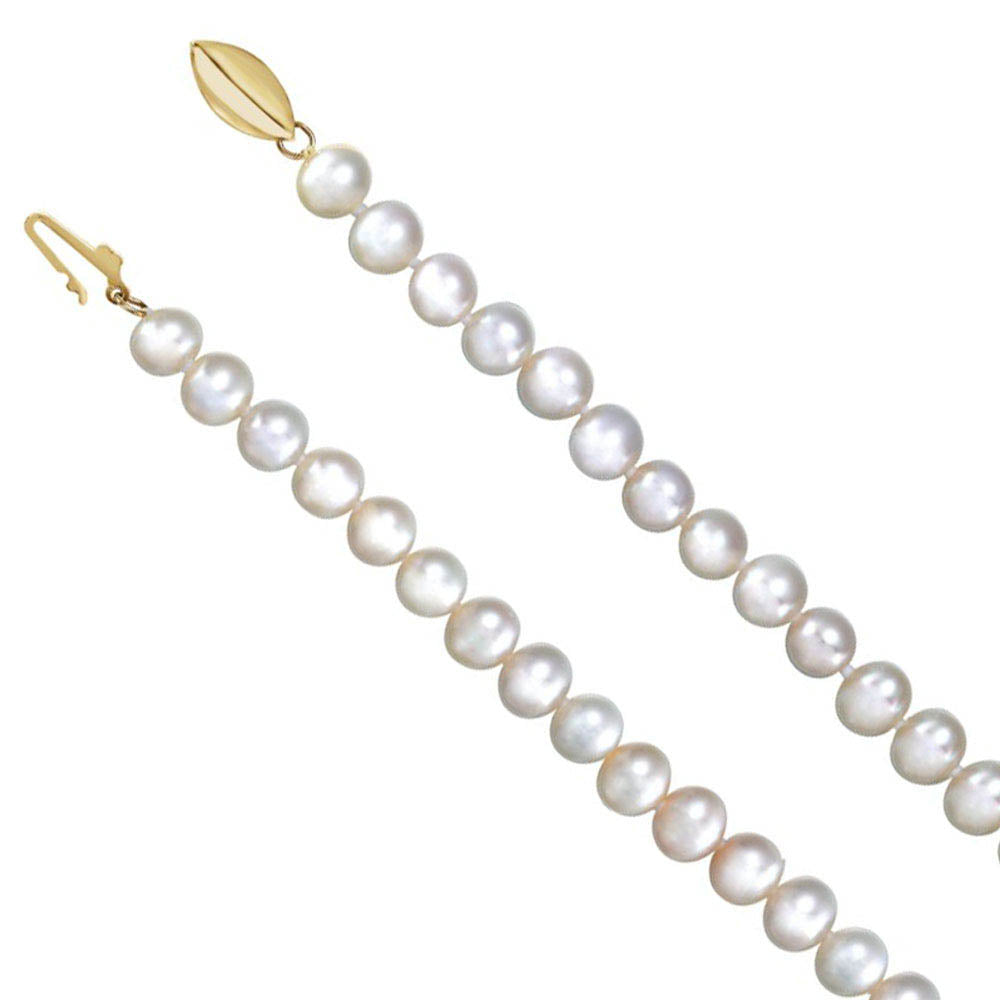 5.0-5.5mm, White FW Cultured Pearl & 14k Yellow Gold Necklace, 18 Inch, Item N14210 by The Black Bow Jewelry Co.