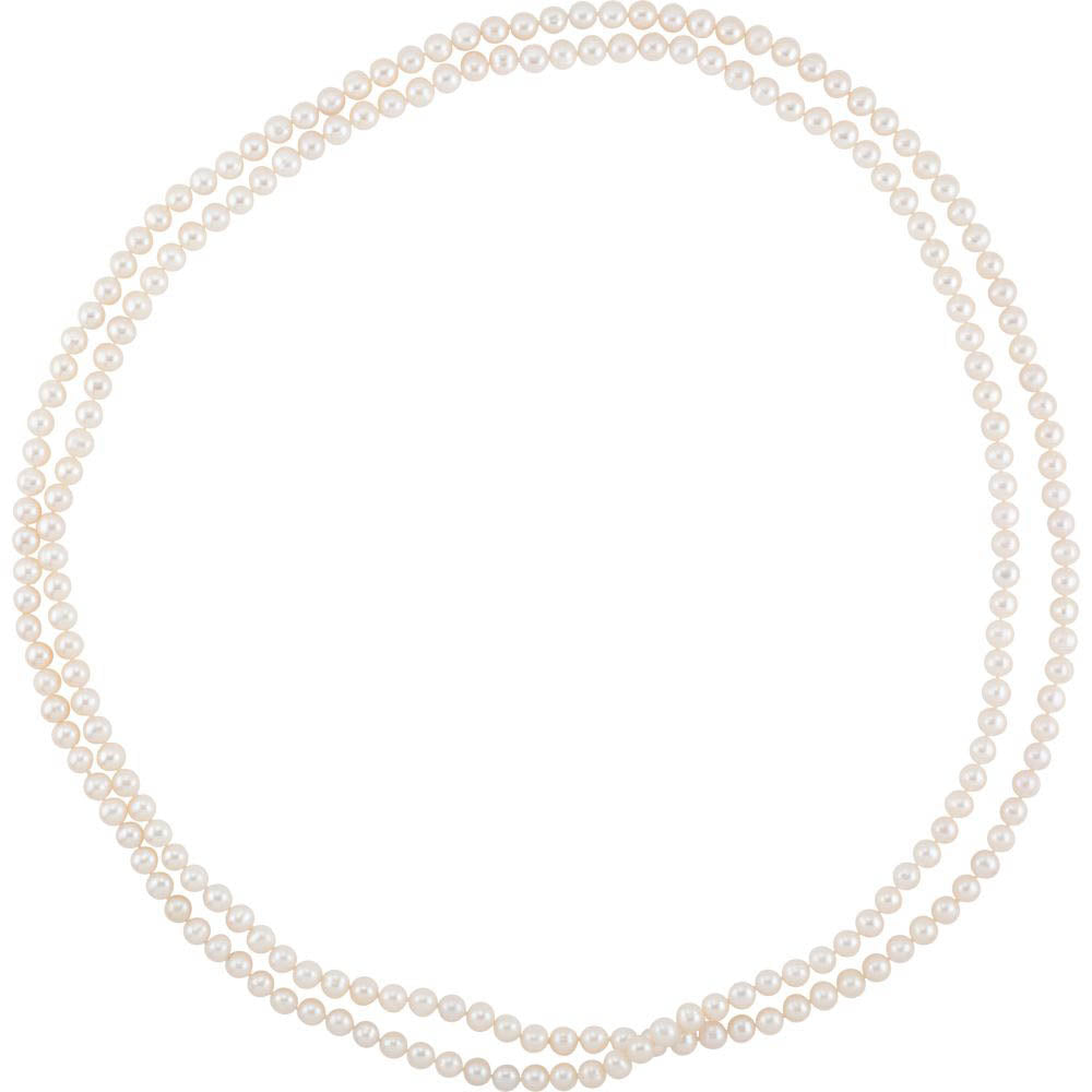 Alternate view of the 8-9mm, White Freshwater Cultured Pearl Rope Strand Necklace, 72 Inch by The Black Bow Jewelry Co.
