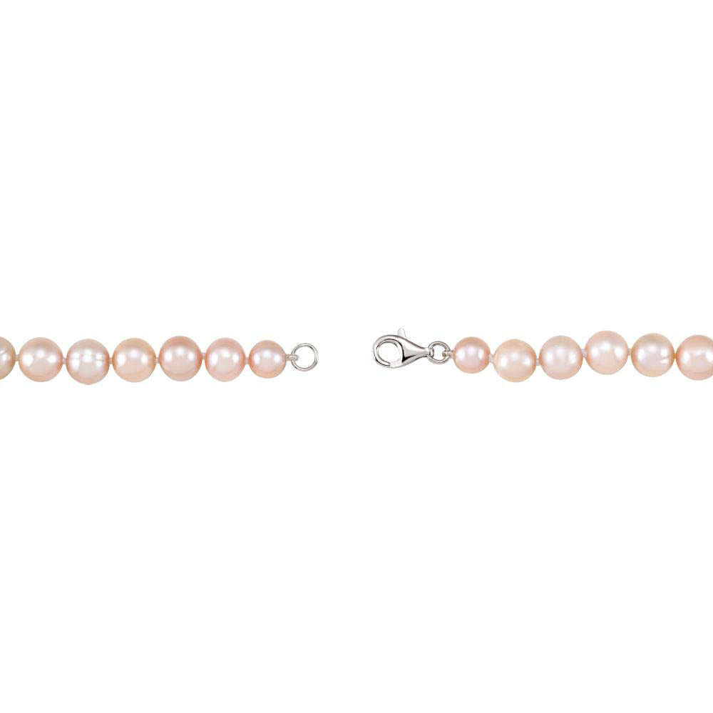 Alternate view of the 10-11mm, Pink FW Cultured Pearl & Sterling Silver Necklace, 18 Inch by The Black Bow Jewelry Co.